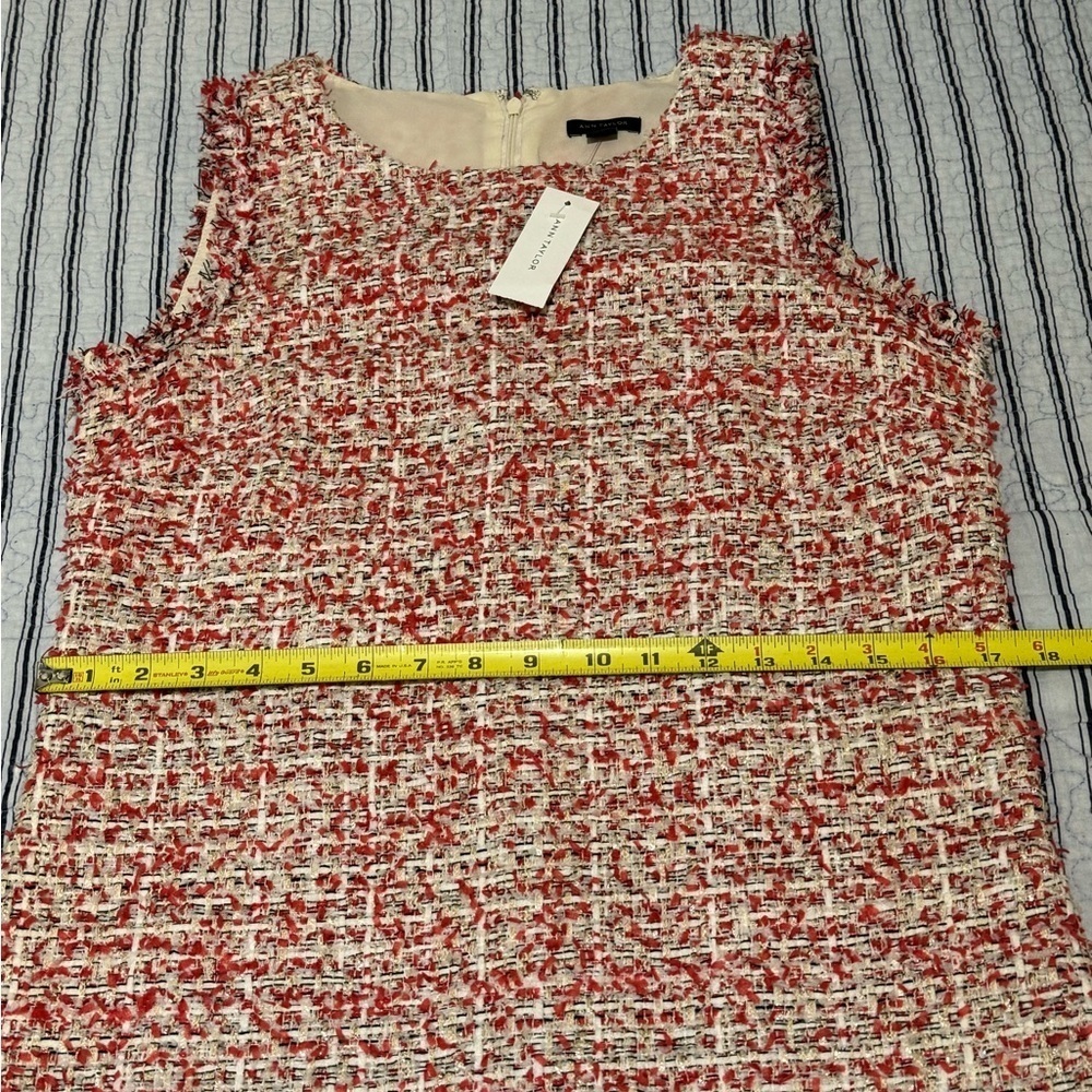 NWT Ann Taylor Textured Tweed Fringe Shift Dress size 6 - Picture 10 of 16